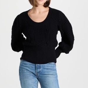 Sea New York Polly Popcorn Cable Sweater Black Sz S